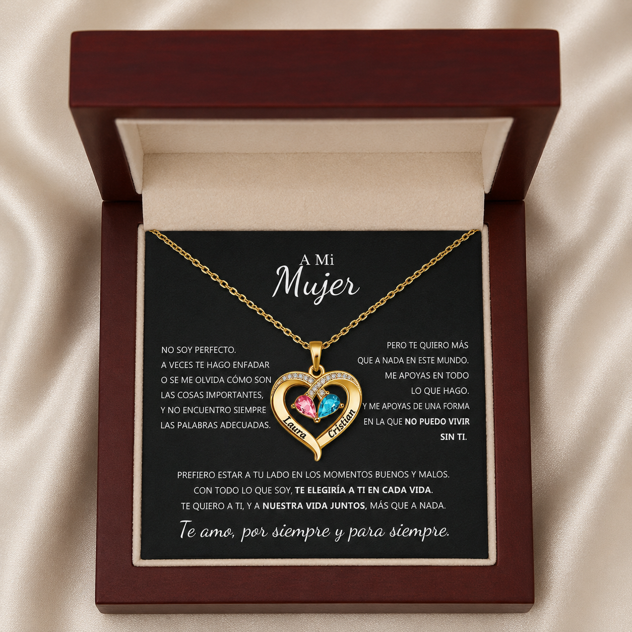 PARA MI ESPOSA - COLLAR CON PIEDRA DE NACIMIENTO PERSONALIZADO