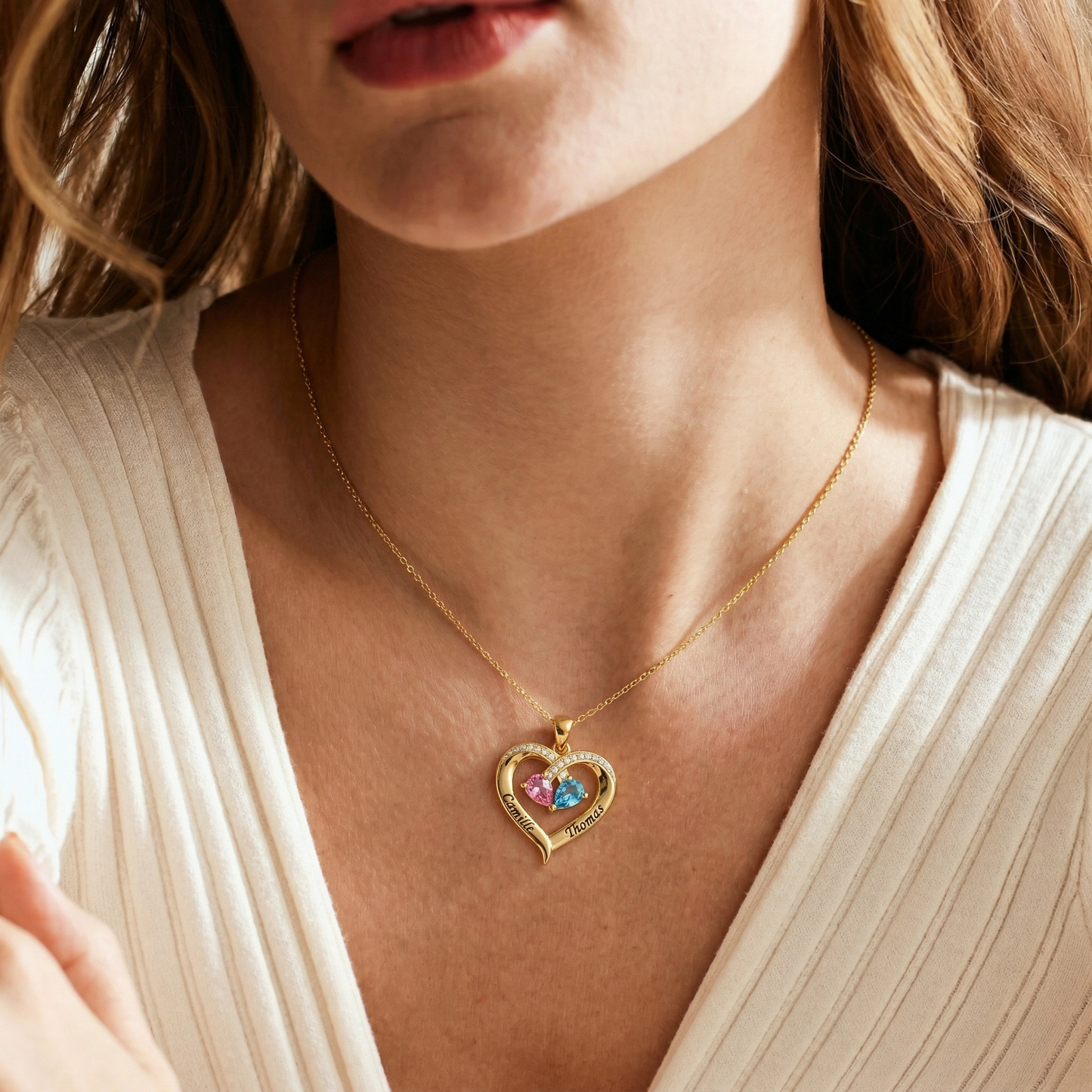 PARA MI ESPOSA - COLLAR CON PIEDRA DE NACIMIENTO PERSONALIZADO