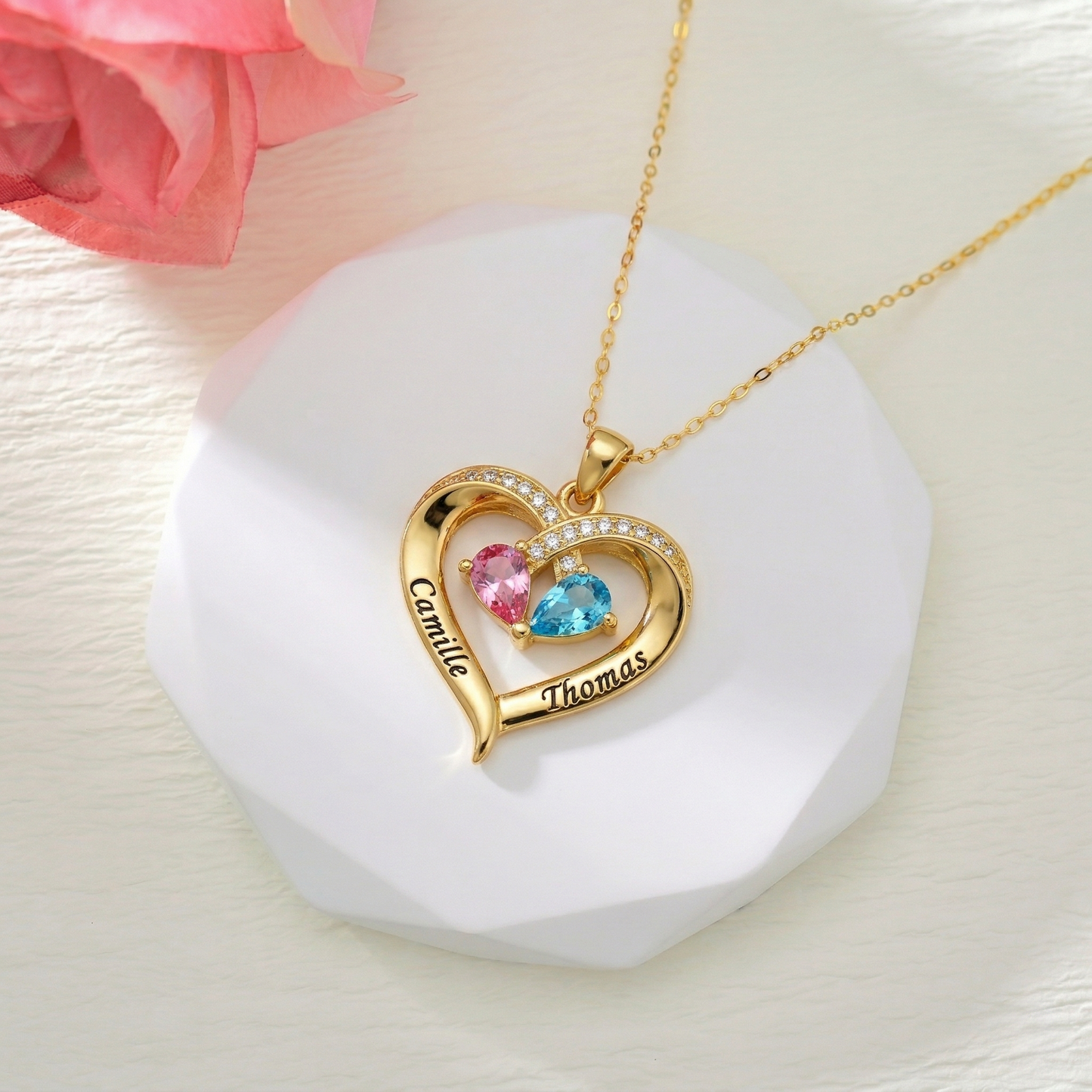 PARA MI ESPOSA - COLLAR CON PIEDRA DE NACIMIENTO PERSONALIZADO